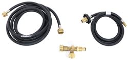 Camco Brass Propane Tee w/ 4 Ports, 5' Long Supply Hose, and 12' Long Extension Hose        