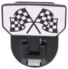 flip-down step logo carr hitch mounted for 2 inch trailer hitches - black powder coat aluminum checkered flags