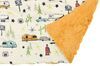 rv road trip polyester camp casual throw blanket - 4' 2 inch long x 5' wide print and pumpkin orange