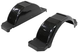 CE Smith Single Axle Trailer Fenders w/ Top and Side Steps - Black Plastic - 14" Wheels - Qty 2