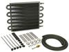 standard mount derale series 7000 tube-fin transmission cooler kit w/ hose barb inlets - class iii