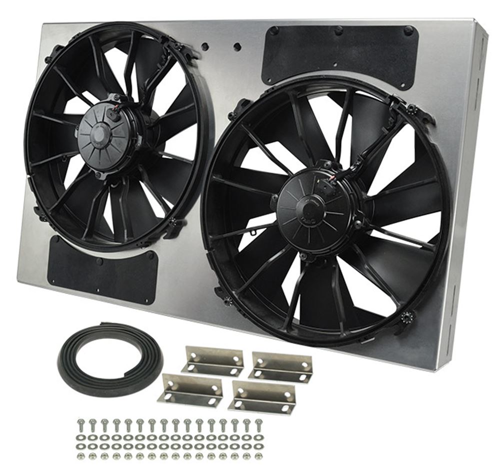 Derale 12 Dual High Output Electric Radiator Fan W Aluminum Shroud 4000 Cfm Derale 8269