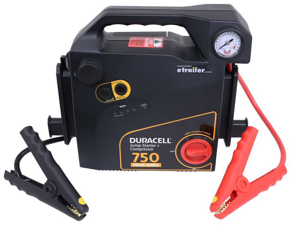 Duracell Portable Emergency Jump Starter with Tire Inflator - 12V - 750 Amp  Duracell Jump Starters and Jumper Cables DU57FR