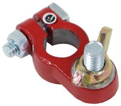 Battery Terminal - Positive - Red Epoxy-Coated - Brass-Plated Wing Nut - 3/8" Stud - Qty 1 - DW05310-1
