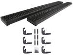 DeeZee Rough Step Running Boards w/ Custom Installation Kit - 7" Wide - Aluminum - Black