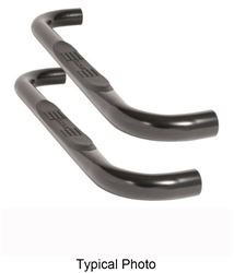 DeeZee Round Nerf Bars - 3" Wide - Black Powder Coated Steel - Cab Length