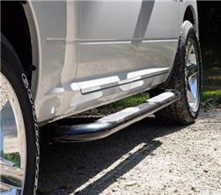 DeeZee Round Nerf Bars - 3" Wide - Black Powder Coated Steel - Cab Length