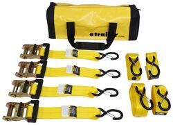 etrailer Ratchet Straps w/ S-Hooks and Accessory Bag - 2" x 10' - 700 lbs - Qty 4 - e32NR