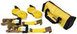 etrailer Ratchet Straps w/ Flat Hooks and Accessory Bag - 2" x 30' - 3,333 lbs - Qty 2 - e42NR