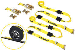 etrailer E Track Wheel Tie Down Straps w/ Roller Idlers - 2" x 12' - 1,100 lbs - Qty 2 - e64PR