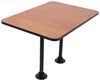 etariler RV dinette table with legs in cherry with black trim.