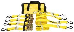 etrailer Ratchet Straps w/ S-Hooks and Accessory Bag - 2" x 15' - 700 lbs - Qty 4 - e92NR