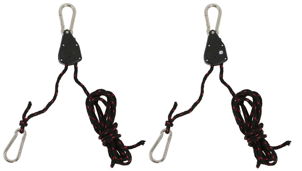 Erickson Tie-Down Ropes w/ Ratchet and Carabiner Hooks - 1/8 x 6' - 75 lbs  - Qty 2 Erickson Ratchet Straps EM01808
