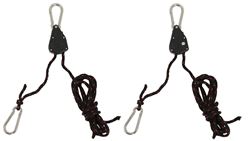 Erickson Tie-Down Ropes w/ Ratchet and Carabiner Hooks - 1/8" x 6' - 75 lbs - Qty 2 - EM01808