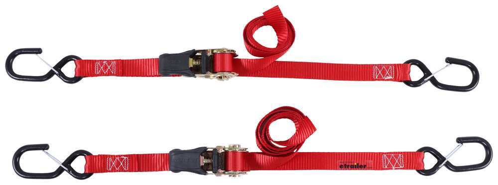 Erickson Ratcheting Motorcycle Tie-Down Straps w Safety Hooks - 1