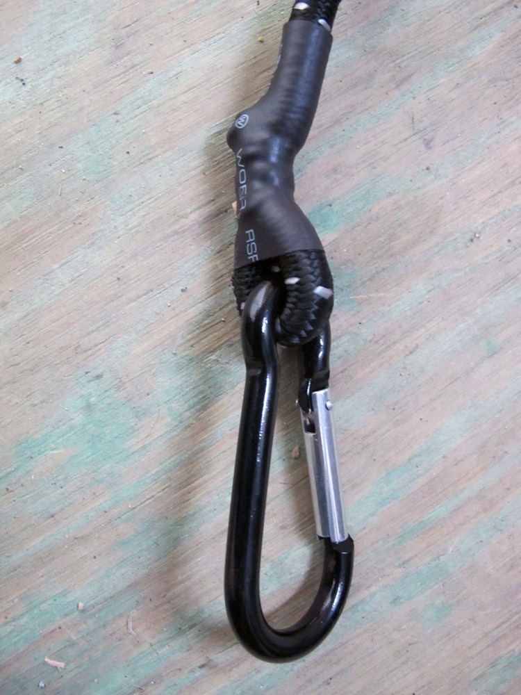 B. ERICKSON ROUND STRETCH CORD, WITH CARABINER HOOKS, FOR TARPS