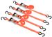 Erickson Ratchet Tie-Down Straps w/ Web Clamps and S-Hooks - 1" x 10' - 500 lbs - Qty 4