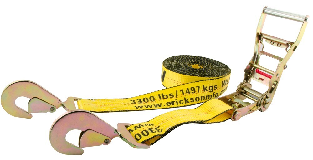 Erickson Ratchet Tie-Down Strap w/ Web Clamp and Snap Hooks - 2 x 30' -  3,300 lbs Erickson Ratchet Straps EM58501