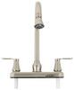 kitchen faucet dual handles empire faucets rv w/ rotating spout - lever handle brushed nickel