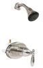 indoor shower empire faucets valve and head w/ temp control - single teacup handle brushed nickel