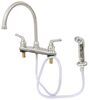 kitchen faucet gooseneck spout empire faucets hybrid rv w/ sprayer - dual teacup handle brushed nickel