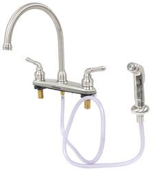 Empire Faucets Hybrid RV Kitchen Faucet w/ Sprayer - Dual Teacup Handle - Brushed Nickel - EM82CR