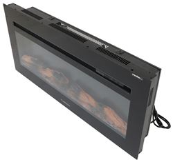 Furrion Electric RV Fireplace with Logs - 40" Wide - Recessed Mount - Black