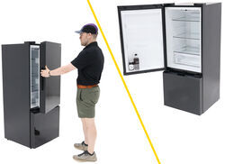 Furrion 12V RV Refrigerator w/ Freezer - Dual Swing Doors - 10.7 Cubic Feet - Black Glass Finish - FR44AD