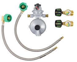 GasStop Emergency Propane Shut-Off Gauges w 18" Hoses and Automatic Changeover Regulator - ACME - GS69FR