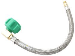 GasGear 90-Degree Propane Hose - Type 1 x 1/4" Male Inverted Flare - 12" Long - Stainless - GS97FR
