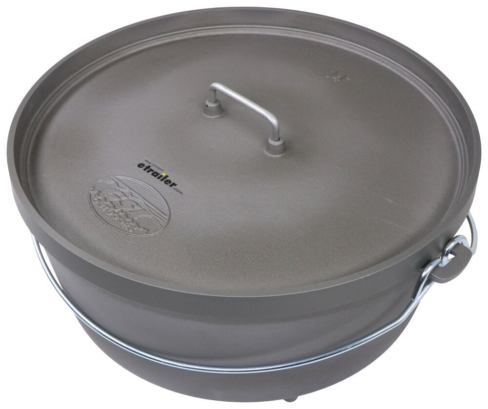 Texsport Cast Iron Dutch Oven with Legs, Lid, Dual Handles and