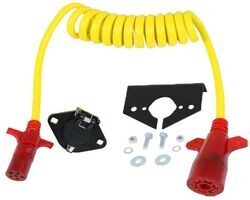 Hopkins Nite-Glow Tow Bar Extension Cord w/ Socket - Coiled - 7-Way RV to 6-Way Round - 8' Long - HM47054