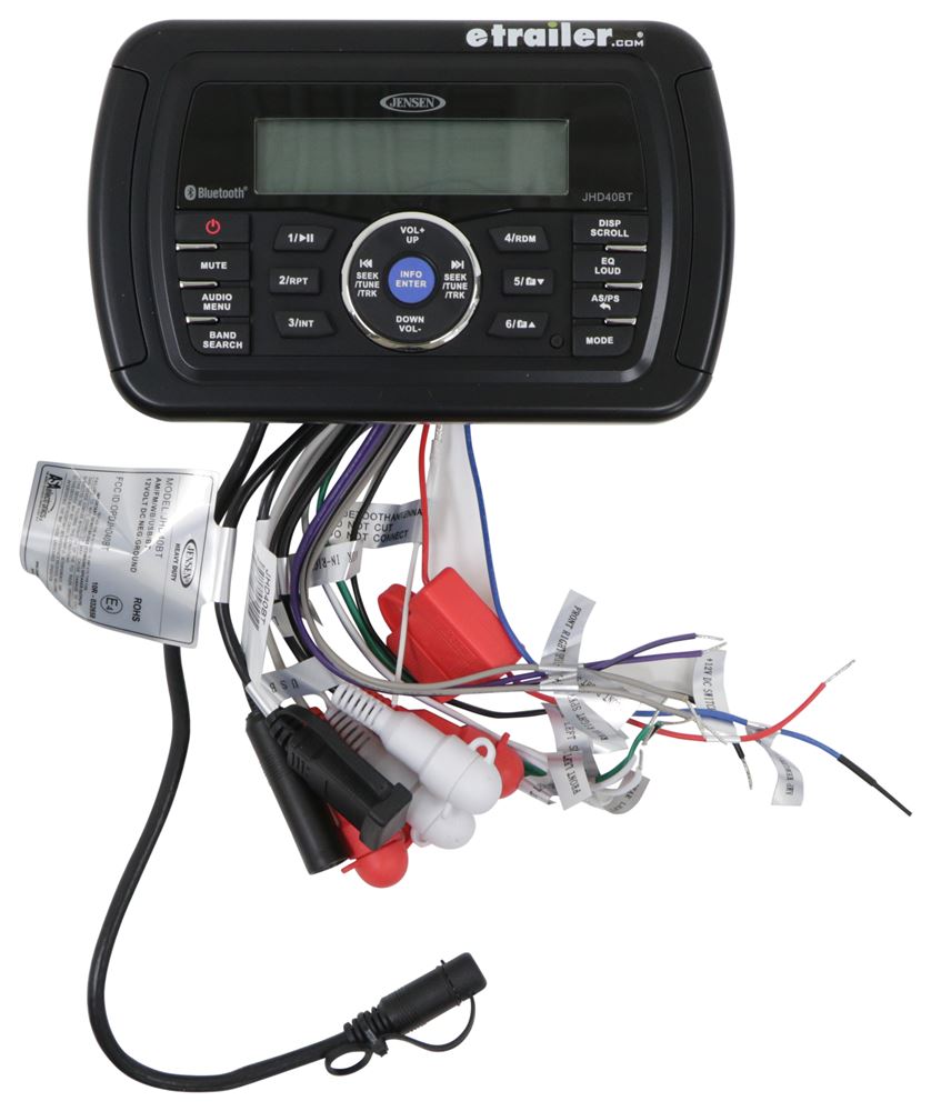 Jensen Heavy-Duty Mechless Marine Stereo - Bluetooth, Weatherband, USB, AUX - 160 Watts - 12V - JHD40BT