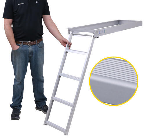 JIF Marine 4 or 5 Step Under-Deck Mounting Pontoon Ladder | Round or Flat  Front