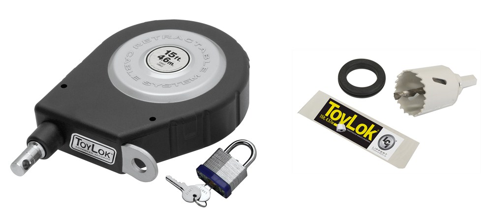 ToyLok Toolbox Mounted Retractable Cable Lock - 15' Cable - Nylon Case Cable Lock LC337120-337117