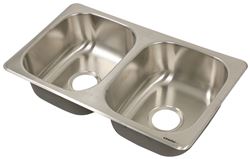 Better Bath RV Kitchen Sink - Double Bowl - 27-1/8" Long x 16-1/8" Wide - Stainless Steel - LC388412