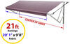complete awning kits solera 12v xl power rv - 21' wide extra-long 9'8 inch projection burgundy fade