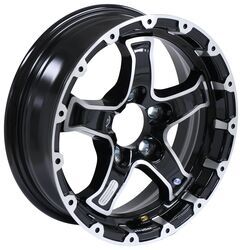 Aluminum Lion Trailer Wheel - 15" x 5" Rim - 5 on 4-1/2 - Glossy Black - LH72FR