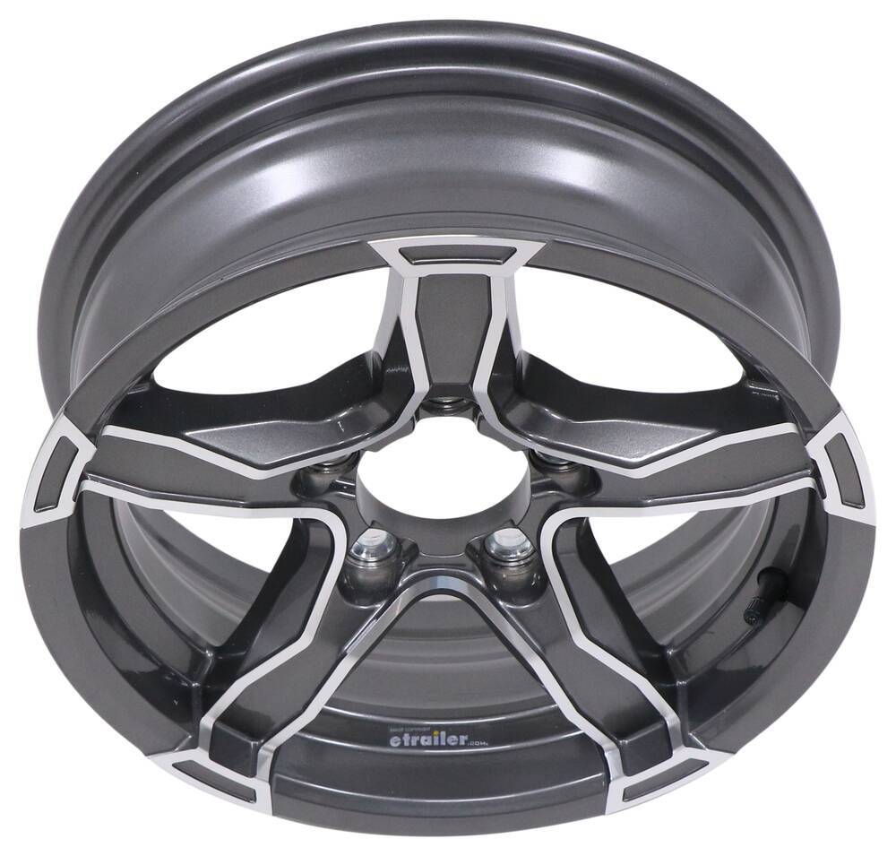 Aluminum Liger Trailer Wheel - 14" x 5" - 5 on 4-1/2 - Gunmetal Gray - LH84FR
