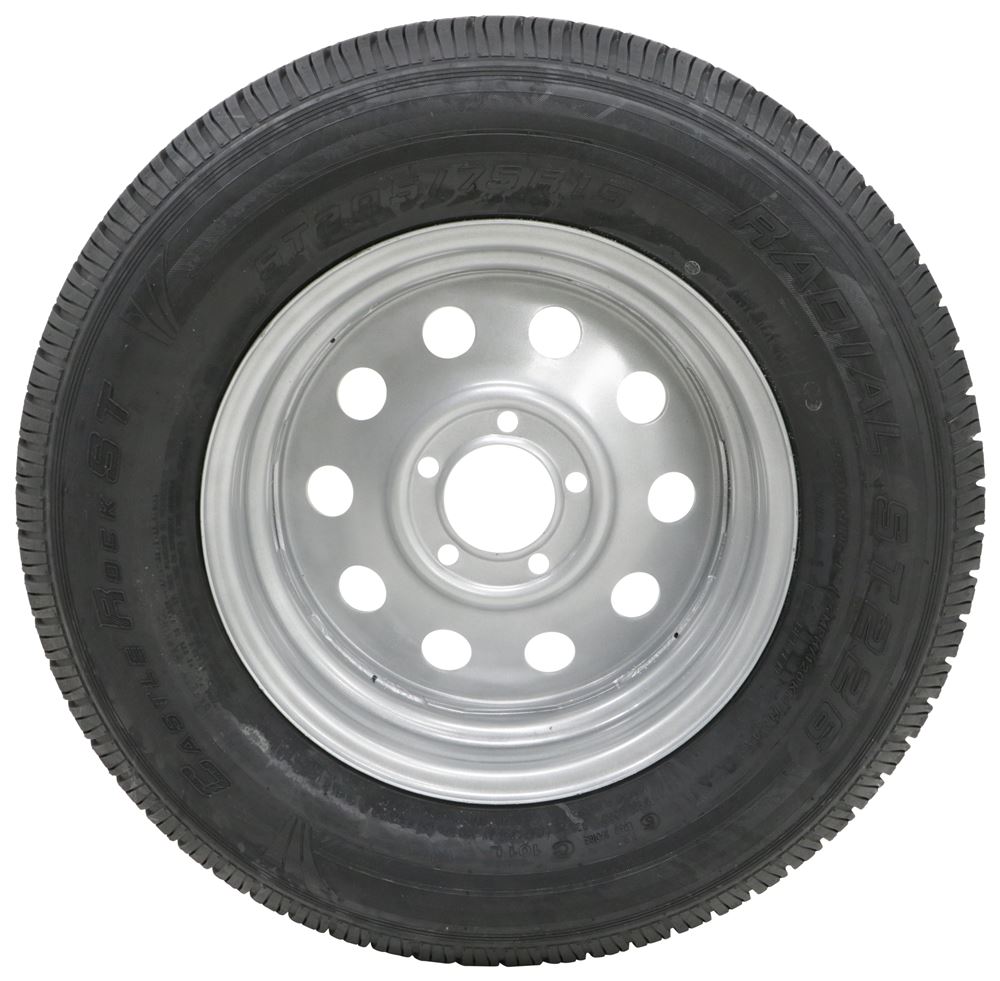 Radial Trailer Tire On Rim ST205/75R15 D Load Range 5-5 Silver Modular Wheel 
