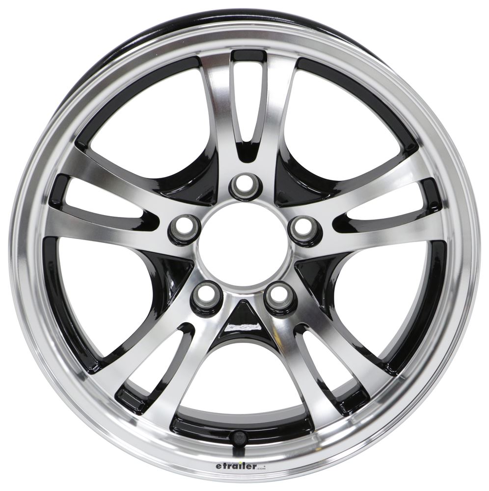 Aluminum Jaguar Trailer Wheel - 15" x 5" Rim - 5 on 4-1/2 - Black Lionshead Trailer Tires and 5 On 4 1 2 Aluminum Trailer Wheels