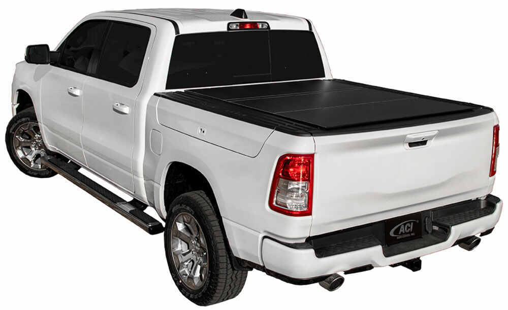 2020 Ram 1500 Lomax Hard Tonneau Cover - Folding - Aluminum - Matte Black Bed Cover For 2020 Ram 1500 With Rambox