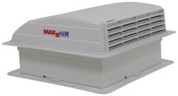MaxxFan Mini Plus Manual RV Roof Vent w/ 12V Fan - LED Light - White - MA00-03801
