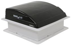 MaxxFan Mini Plus Manual RV Roof Vent w/ 12V Fan - LED Light - Black