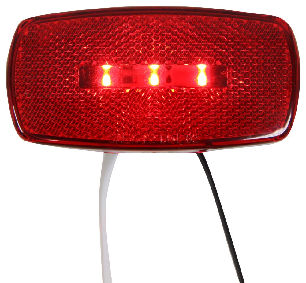 LED Trailer Clearance or Side Marker Light w/ Reflex Reflector - 3 Diodes - Black Base - Red Lens 4L x 2W Inch MCL32RBB