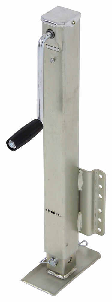 Square Jack w/ Footplate - Drop Leg - Bolt On - Zinc - Sidewind