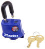universal application padlock 3/8 inch diameter master lock laminated steel padlock- 1-15/16 wide - shackle blue keyed alike