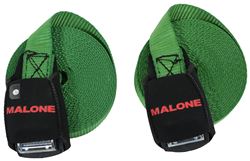 Malone Cam Buckle Load Straps with Buckle Protectors - 15' Long - Green - Qty 2 - MPG307-15