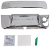 rear of vehicle tailgate putco chrome handle cover with camera cutout for chevy/gmc
