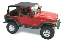 Pavement Ends Sprint Soft Top for Jeep - Flip Back Panel and Tinted Windows - Black Denim           